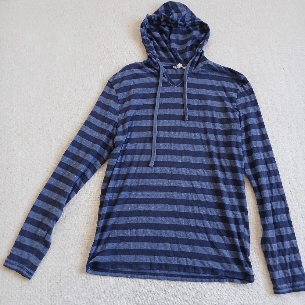 LAST CHANCE! vans ♡ hooded striped shirt large blue skate cotton poly